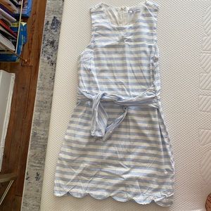 Blue and white striped dress